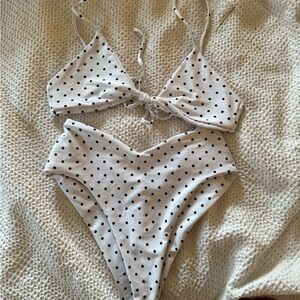 Polka Dot black and white skater swim bikini set size xs